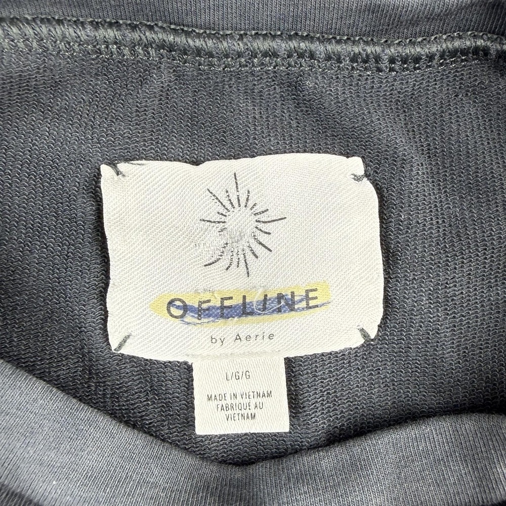 OFFLINE By Aerie Sweatshirt Womens Large Gray Tie Dye Colorblock Crew Pullover - Picture 5 of 10